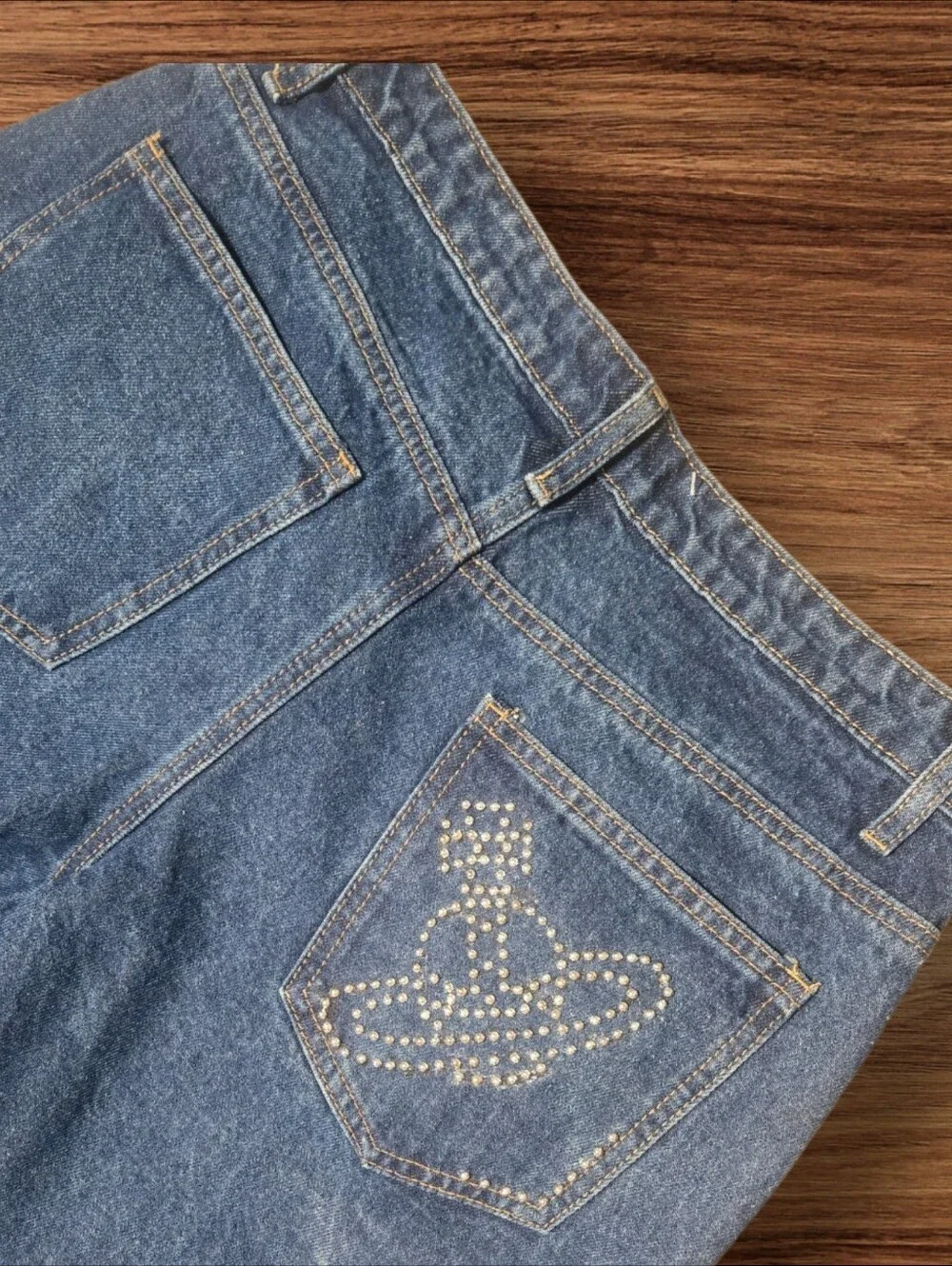 Edikted Denim Embellished Relaxed FitLong Shorts